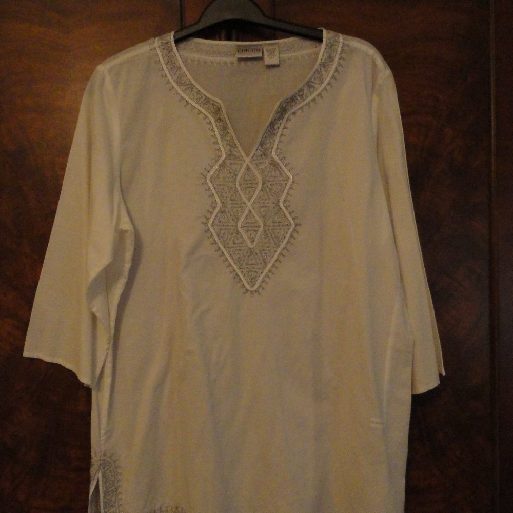 Chicos size 3 white tunic with embroidery
